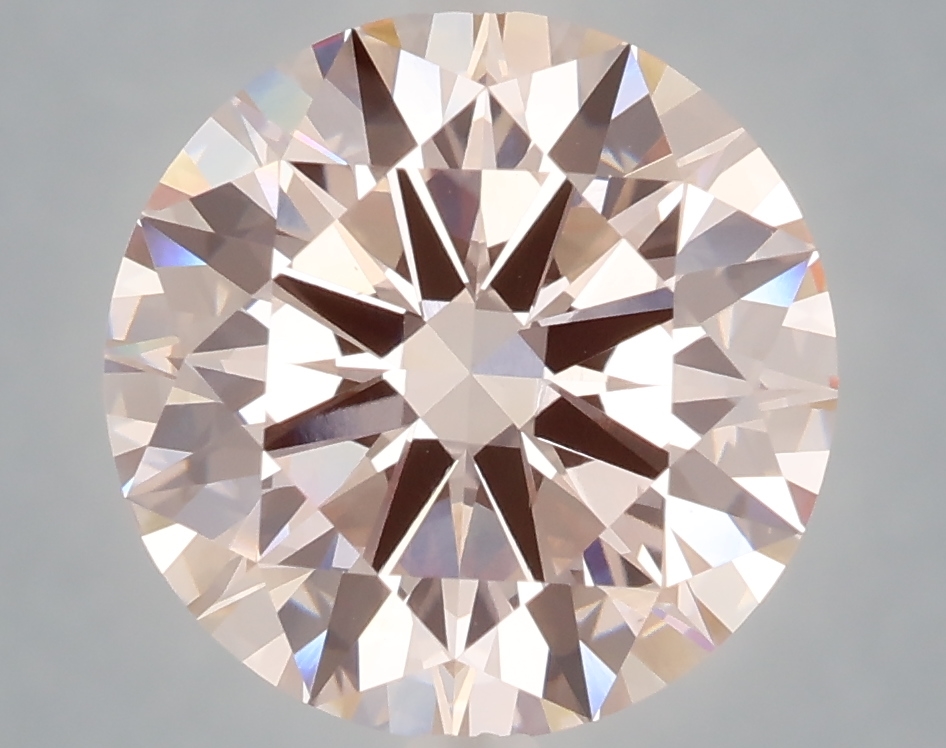 Actual 5.03 carat Fancy Intense Pink Round lab-grown diamond