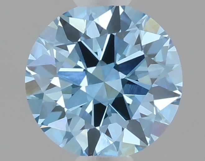Actual 0.58 carat Vivid Blue Round lab-grown diamond